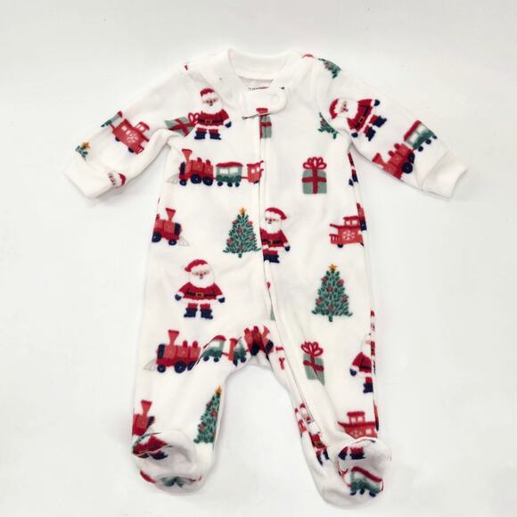 Carter's Just One You Newborn Holiday Christmas Fleece Footed Sleeper Pajama - Picture 1 of 6